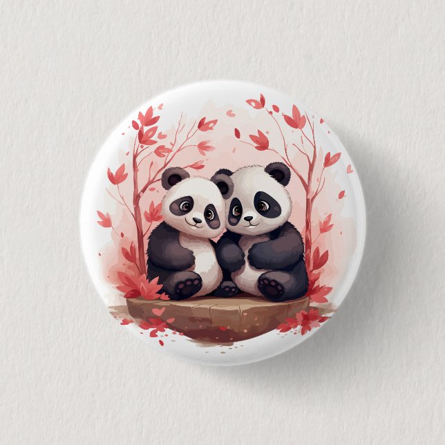 Bóton Redondo 2.54cm Feliz Panda Junto (Frente)