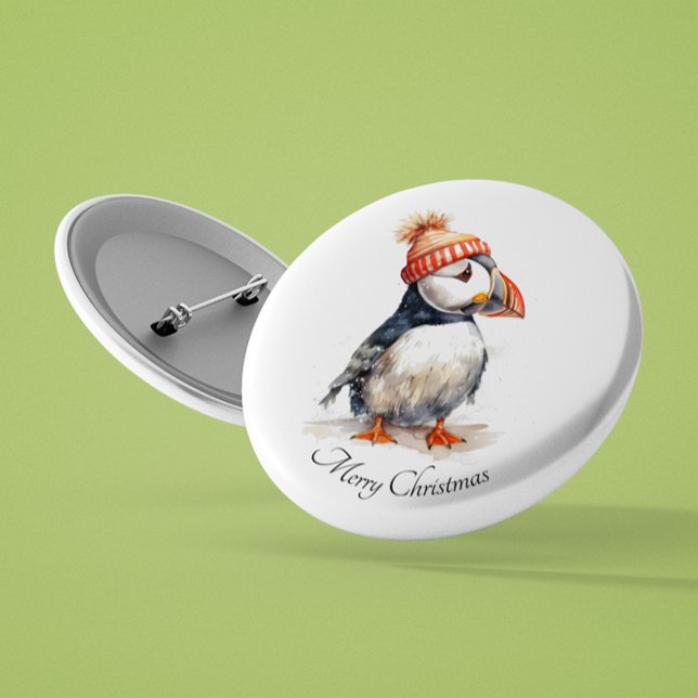 Bóton Redondo 2.54cm Feliz Puffin, personalizado (Criador carregado)