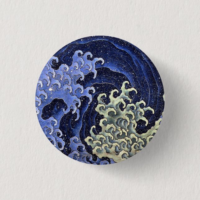Bóton Redondo 2.54cm Feminine Wave Japonesa Katsushika Hokusai (Frente)