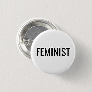 Bóton Redondo 2.54cm Feminista negro e branco moderno