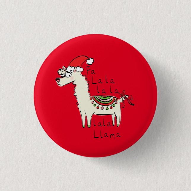 Bóton Redondo 2.54cm Feriado de Natal Engraçado Llama (Frente)
