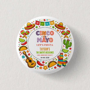 Bóton Redondo 2.54cm Festa Cinco de Mayo – Celebração de Festa Colorida