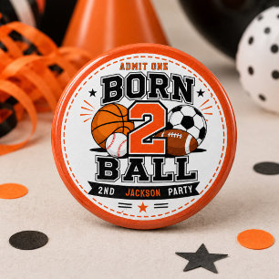 Bóton Redondo 2.54cm Festa de 2º aniversário do menino de esportes Born