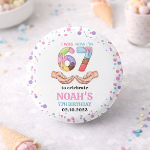 Bóton Redondo 2.54cm Festa de 7 Anos do Sorvete “Seis Sete” para Crianç