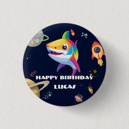 Bóton Redondo 2.54cm Festa de aniversário de foguetes Galáxia de Tubarã
