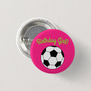 Bóton Redondo 2.54cm Festa de aniversário de futebol rosa