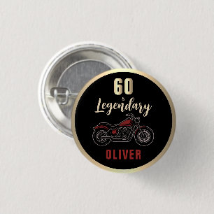 Bóton Redondo 2.54cm Festa de Aniversário de Moto Antiga de 60 Anos