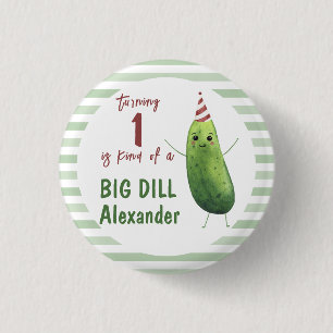 Bóton Redondo 2.54cm Festa de Aniversário do Grande Dill de Pepino em A