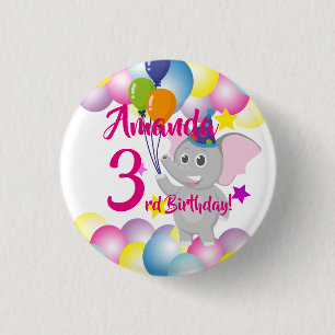 Bóton Redondo 2.54cm Festa de aniversário dos Balões de Bebês