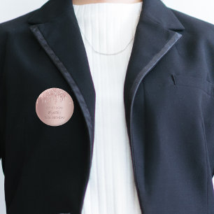 Bóton Redondo 2.54cm Festa de aniversário rosa de dourada nome do glitt