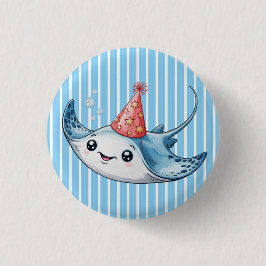 Bóton Redondo 2.54cm Festa de aniversário Stingray