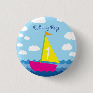 Bóton Redondo 2.54cm Festa de primeiro aniversario de Crianças Cute de