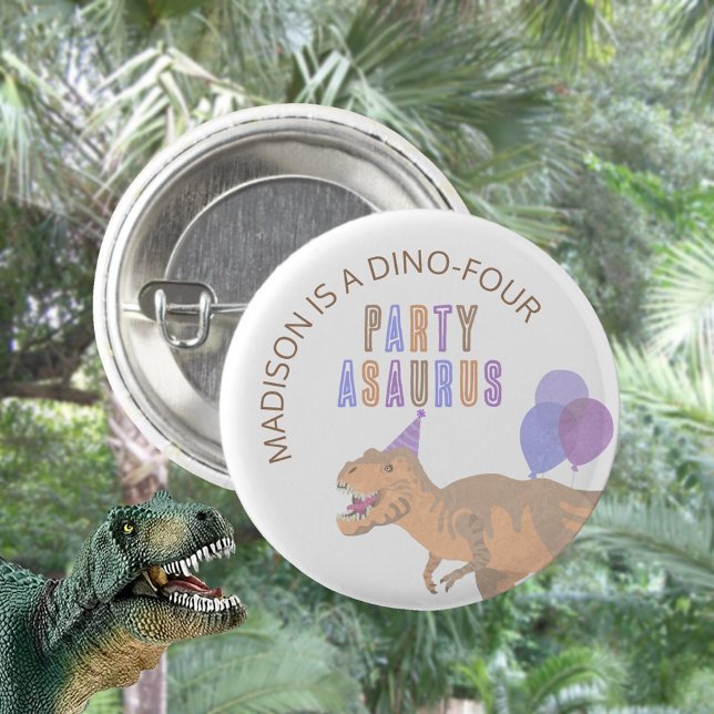 Bóton Redondo 2.54cm Festa T-Rex, Asaurus, Festa Cuta Dinossauro, Anive (Dinosaur pin back buttons make cute birthday party favors for your guests)
