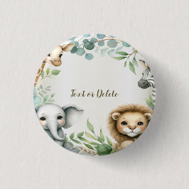 Bóton Redondo 2.54cm Festa Tropical de Animais Safari Selvagens