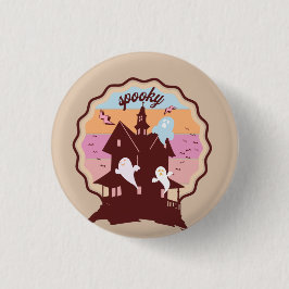 Bóton Redondo 2.54cm Figurino de Halloween Retro Spooky, Fantasma da Ca