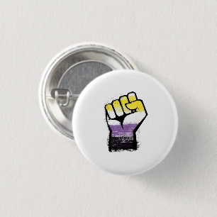 Bóton Redondo 2.54cm Fist de Protesto de Orgulho Não-Binário