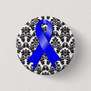 Bóton Redondo 2.54cm Fita azul do damasco do cancro do cólon