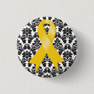 Bóton Redondo 2.54cm Fita do ouro do damasco do cancer da infância