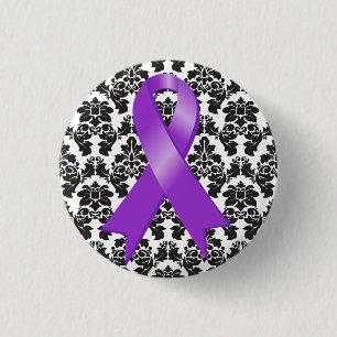 Bóton Redondo 2.54cm Fita do roxo do damasco do câncer de pâncreas