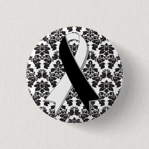 Bóton Redondo 2.54cm Fita preto e branco do damasco Carcinoid do cancer