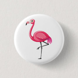 Bóton Redondo 2.54cm Flamingo Rosa em Estilo Cartoon