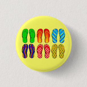 Bóton Redondo 2.54cm Flip-flops colorido na praia
