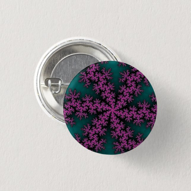 Bóton Redondo 2.54cm Floco de Neve Teal e Purple (Frente & Verso)