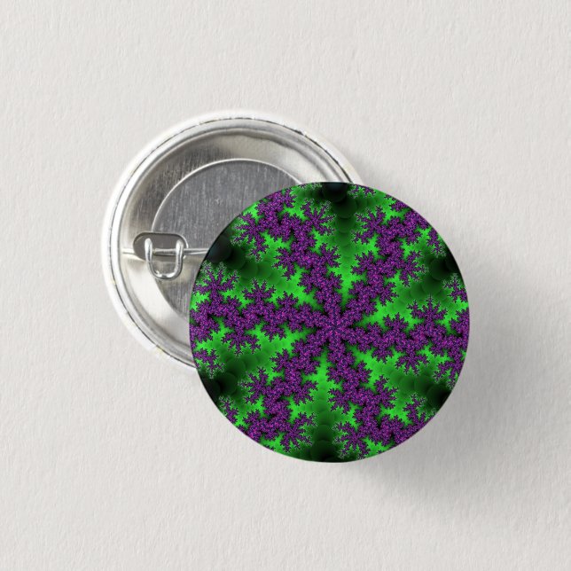 Bóton Redondo 2.54cm Floco de neve verde e roxo (Frente & Verso)