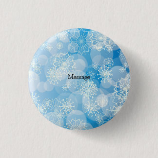 Bóton Redondo 2.54cm Flocos de neve de Natal sobre fundo azul
