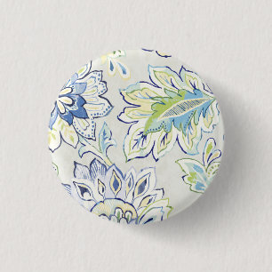 Bóton Redondo 2.54cm Flor azul boémia