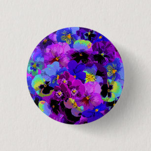 Bóton Redondo 2.54cm Flor Primavera violeta púrpura azul