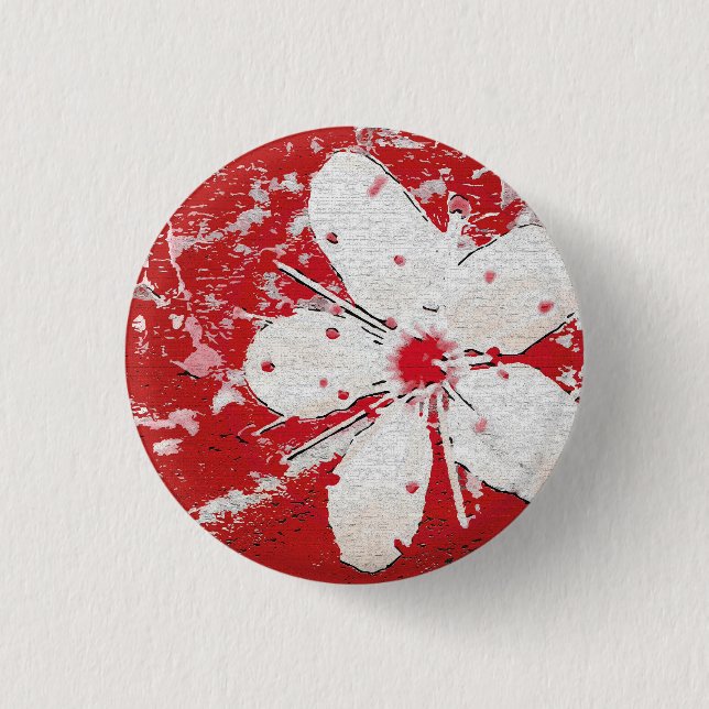 Bóton Redondo 2.54cm Floral asiático de cereja-japanesa Sakura floral (Frente)