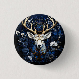 Bóton Redondo 2.54cm Floral Celestial Gótico de Veado à Meia-Noite