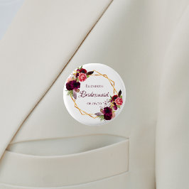 Bóton Redondo 2.54cm Flores de cor d'água de Bridesmaid brancas