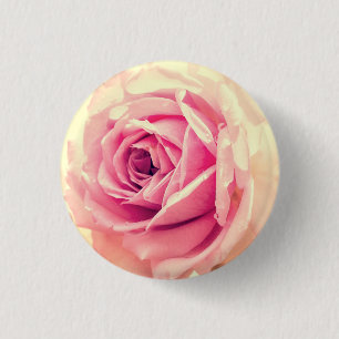 Bóton Redondo 2.54cm Flores do rosa do rosa do vintage