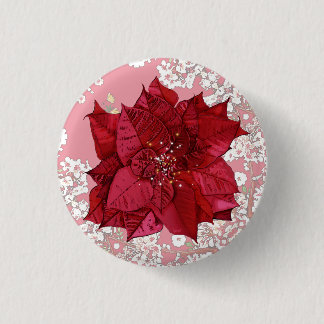 Bóton Redondo 2.54cm Flores para o Natal