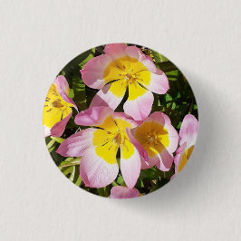 Bóton Redondo 2.54cm Flores Rosa e Amarelo