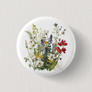 Bóton Redondo 2.54cm Flores Selvagens Flores Botânicas Natureza Colorid