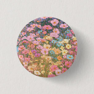 Bóton Redondo 2.54cm Flores Silvestres Coloridas 1