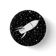Foguete espacial em campo de estrelas retrô vintag