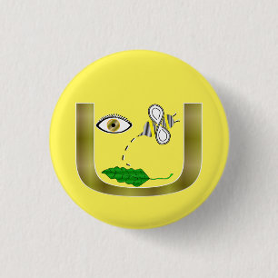 Bóton Redondo 2.54cm Folha da abelha do olho em U