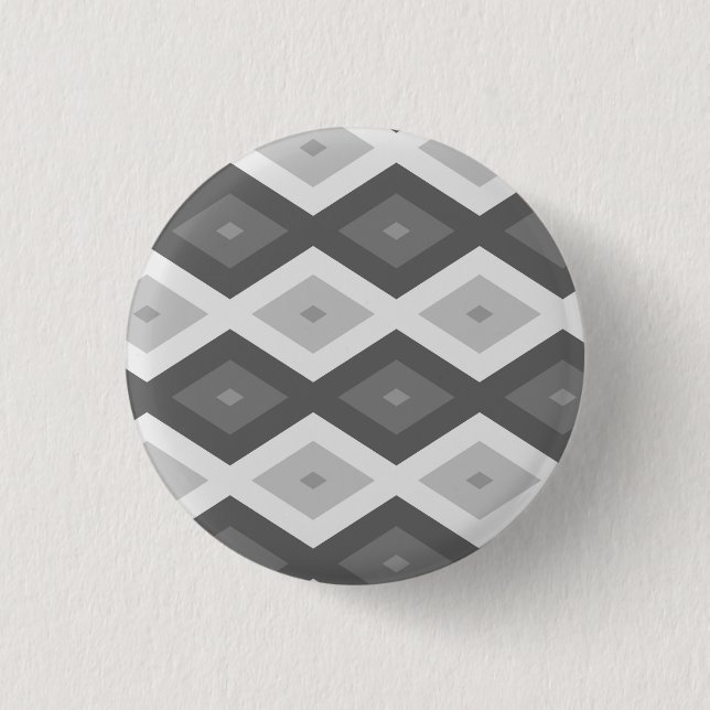 Bóton Redondo 2.54cm Formas de diamante de cinza (Frente)
