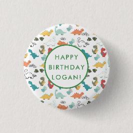 Bóton Redondo 2.54cm Foto da Festa de aniversário do Dinossauro