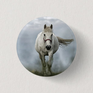 Bóton Redondo 2.54cm Foto da Nuvem de Cavalo Branco bonito