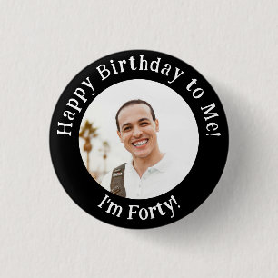 Bóton Redondo 2.54cm Foto de Aniversário Personalizada, Seu Distintivo 