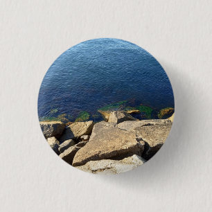 Bóton Redondo 2.54cm Foto de Deep Blue Atlantic Ocean Rocky Cliff