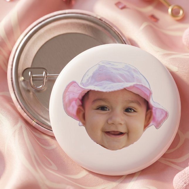Bóton Redondo 2.54cm Foto do Rosto do Bebê Personalizada (Criador carregado)