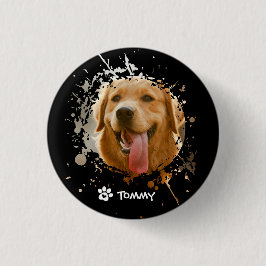Bóton Redondo 2.54cm Foto Personalizada com Nome do Animal de Estimação