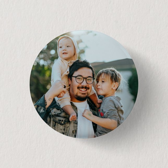 Bóton Redondo 2.54cm Foto Personalizada da Família Personalizada (Frente)