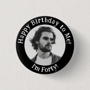Bóton Redondo 2.54cm Foto personalizada de aniversário, seu Crachá de f